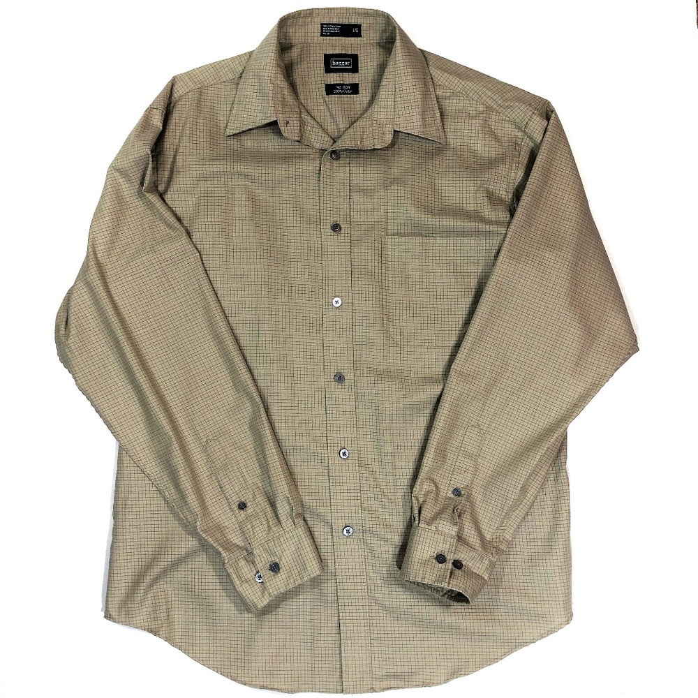 Men’s Brown Haggar Long Sleeve Shirt, Size Large